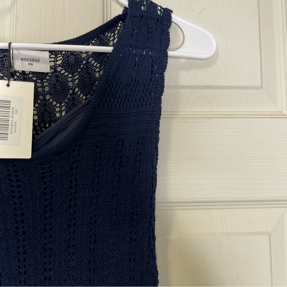 Societe Womens Dark Navy Knit Sleeveless Tank Dress Sz XSP - Picture 5 of 9